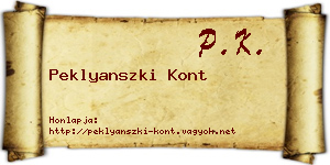 Peklyanszki Kont névjegykártya